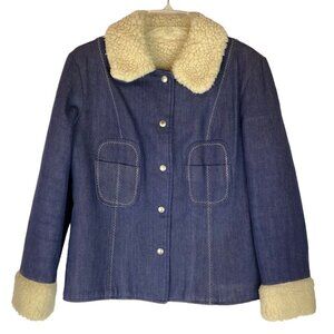 Mackintosh New York Denim Sherpa Lined Jacket Womens Small Vintage 1970s